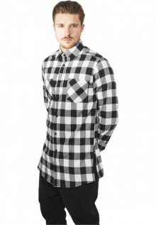 Urban Classics Side-Zip Long Checked Flanell Shirt blk/wht - S