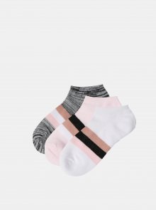 Sada tří párů nízkých ponožek v růžové a šedé barvě TALLY WEiJL