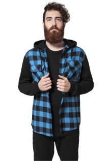 Urban Classics Hooded Checked Flanell Sweat Sleeve Shirt blk/tur/bl - S