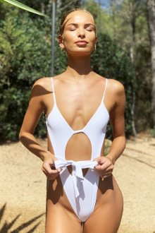 Hugz Plavky Malibu Plunge Swimsuit White S