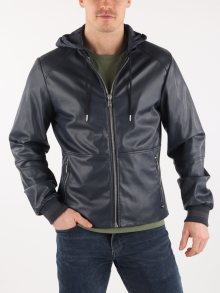 Bunda Trussardi Jacket With Hood Slim Fit Ecoleather Modrá