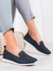 Designové dámské  polobotky modré bez podpatku