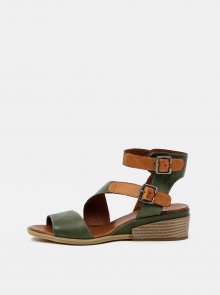 Zelené kožené sandálky na klínku WILD