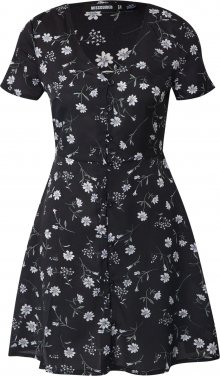 Missguided Letní šaty \'BUTTON THROUGH TEA DRESS SS FLORAL\' černá