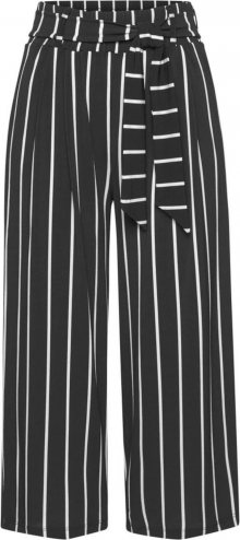 LASCANA Kalhoty se sklady v pase černá / bílá