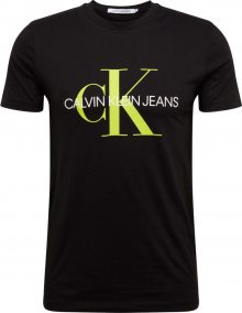 Calvin Klein Jeans Tričko \'MONOGRAM LOGO SLIM TEE\' černá / bílá / svítivě žlutá