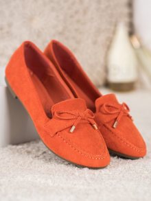 Trendy  mokasíny oranžové dámské bez podpatku