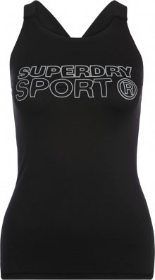 Superdry Sportovní top \'ACTIVE FITTED VEST\' černá / bílá