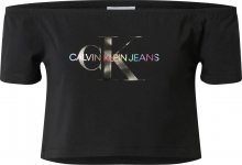 Calvin Klein Jeans Tričko \'MONOGRAM LOGO BARDOT TOP\' černá