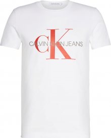 Calvin Klein Jeans Tričko \'MONOGRAM\' oranžově červená / bílá