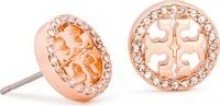 Naušnice Tory Burch Crystal Logo Circle-Stud Earring 53422 Růžová