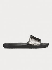 Pantofle Crocs Sloane MetalText Slide W Gunmetal/Black Černá