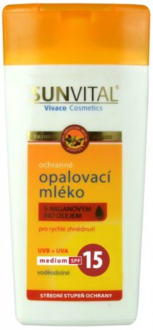 Vivaco Opalovací mléko s arganovým olejem SPF 15 Sensitiv SUN VITAL 200 ml