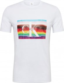Calvin Klein Jeans Tričko \'PRIDE LARGE FLAG SLIM TEE SS\' mix barev / bílá