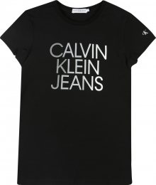 Calvin Klein Jeans Tričko stříbrná / černá