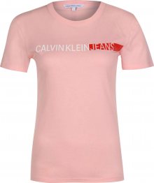 Calvin Klein Jeans Tričko \'STRIPE LOGO SLIM TEE\' růže