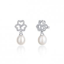 JwL Luxury Pearls Třpytivé stříbrné náušnice s perlou a zirkony JL0609
