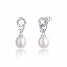 JwL Luxury Pearls Elegantní stříbrné náušnice s perlou a zirkony JL0607
