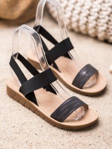 Pohodlné dámské černé  sandály bez podpatku