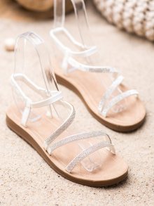 Designové bílé  sandály dámské bez podpatku
