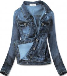Světle modrá krátká dámská džínová bunda s límcem (C007) modrá XS (34)