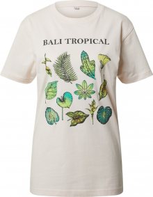 Merchcode Tričko \'Bali Tropical\' nefritová / světle zelená / pastelově růžová / černá