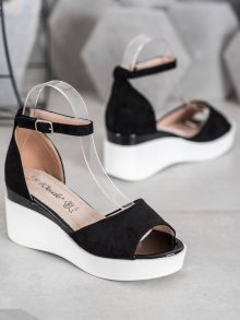 Exkluzívní  sandály černé dámské na klínku