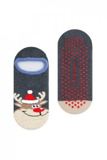 Steven vánoční Frotte ABS art.134 Dětské kotníkové ponožky 29-31 šedý melanž/sob