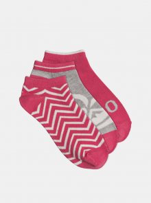 Sada tří párů ponožek v růžové barvě Roxy