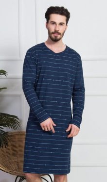 Pánská noční košile s dlouhým rukávem Vilém | tmavě modrá | M