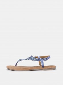 Modré kožené sandály s korálky Tamaris