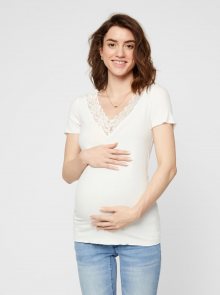 Bílé těhotenské tričko s krajkou Mama.licious Trina