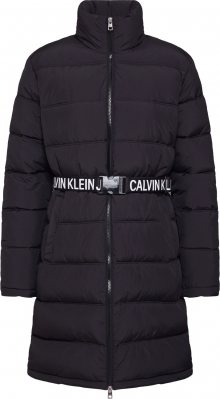 Calvin Klein Jeans Zimní kabát \'LONG PUFFER WITH WAIST BELT\' černá