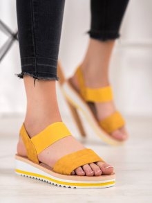 Stylové  sandály zlaté dámské bez podpatku