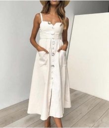 Jednoduché bílé šaty s kapsami (582ART) bílá ONE SIZE