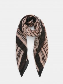 Černo-růžový vzorovaný šátek Pieces Amalie