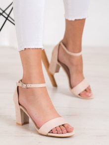 Stylové dámské hnědé  sandály na širokém podpatku