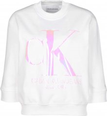 Calvin Klein Mikina \'Iridscent\' bílá / světle růžová