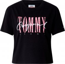 Tommy Jeans Tričko \'TJW Floral\' černá / bílá / pink