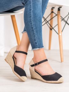 Designové černé  lodičky dámské na klínku