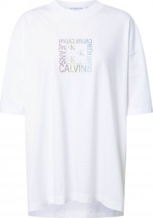 Calvin Klein Jeans Tričko bílá / stříbrná