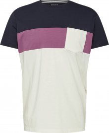 EDC BY ESPRIT Tričko offwhite / tmavě modrá / fialová