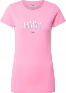 Tommy Jeans Tričko \'TJW TOMMY SCRIPT TEE\' růžová