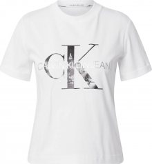 Calvin Klein Jeans Tričko \'New York\' bílá / stříbrná / tmavě šedá