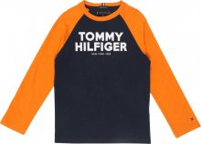 TOMMY HILFIGER Tričko \'COLOR BLOCK RAGLAN TEE L/S\' tmavě modrá / oranžová