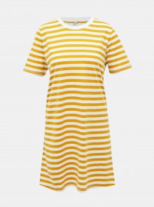 Bílo-žluté pruhované basic šaty ONLY June