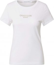 Calvin Klein Jeans Tričko \'Institutional\' zlatě žlutá / stříbrná / bílá