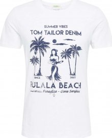 TOM TAILOR DENIM Tričko bílá / námořnická modř