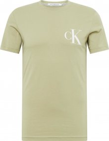 Calvin Klein Jeans Tričko světle zelená / šedá / bílá