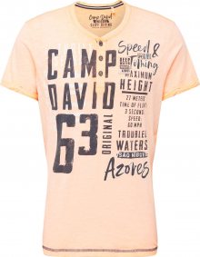 CAMP DAVID Tričko pastelově oranžová / tmavě modrá